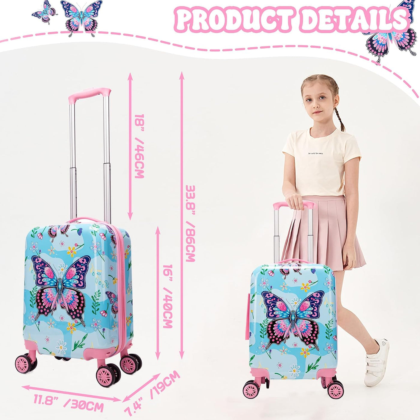 Esteemly Juego de maletas para niños de 2 piezas, equipaje rígido d...