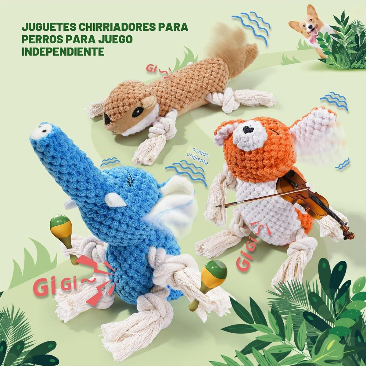 LEGEND SANDY Juguetes chirriantes para cachorros, paquete de 5 jugu...
