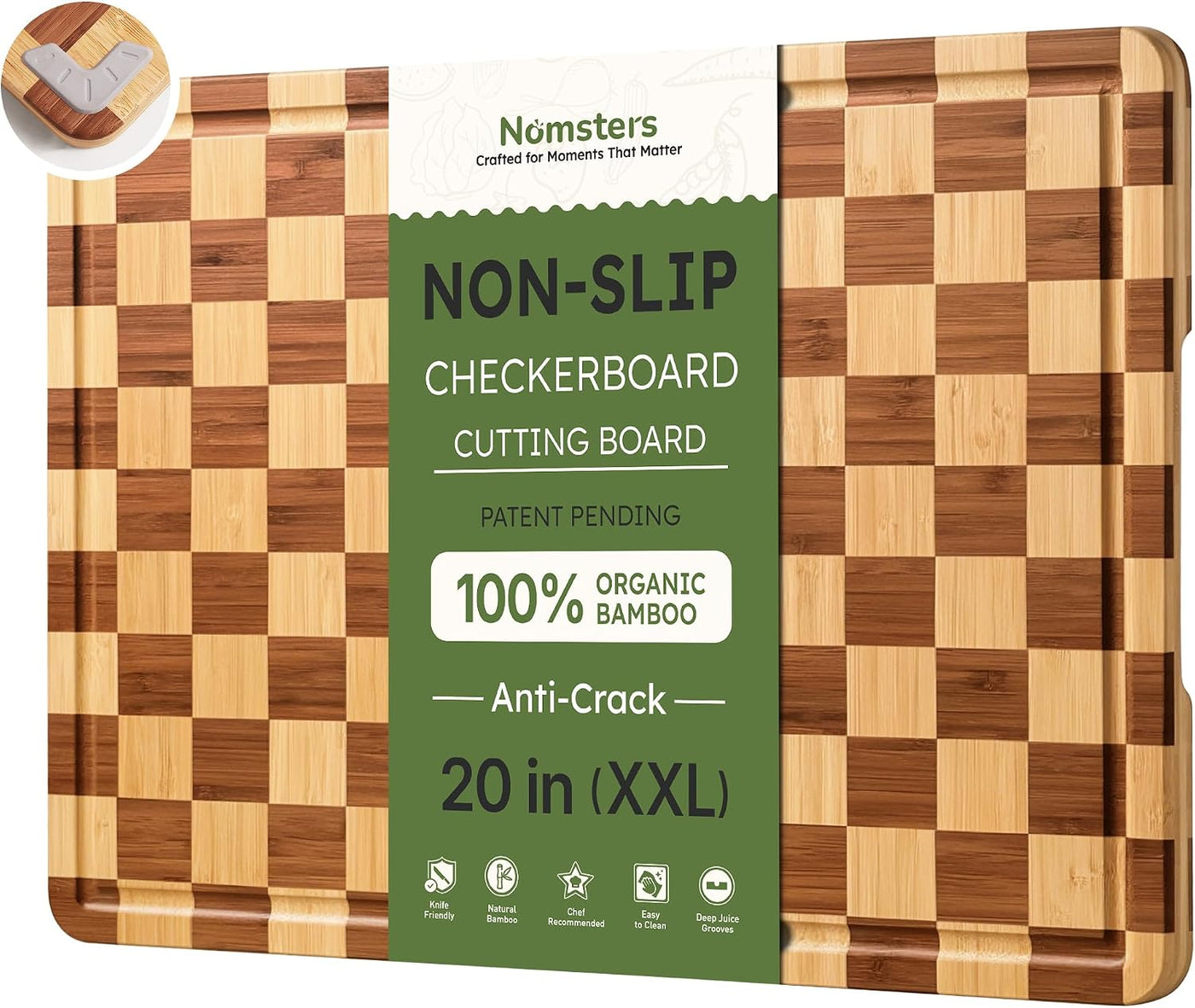 Tabla de cortar de bambú extra grande de 20 pulgadas para cocina, t...
