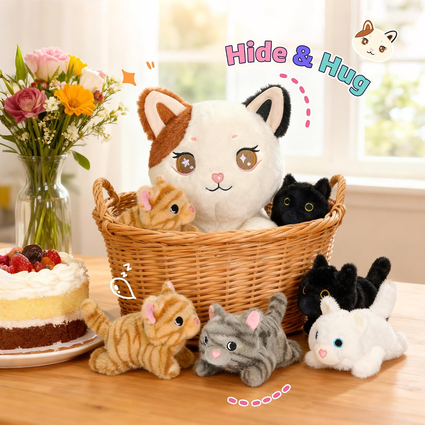 Onsoyours Original 5 piezas de animales de peluche de gato con bebé...