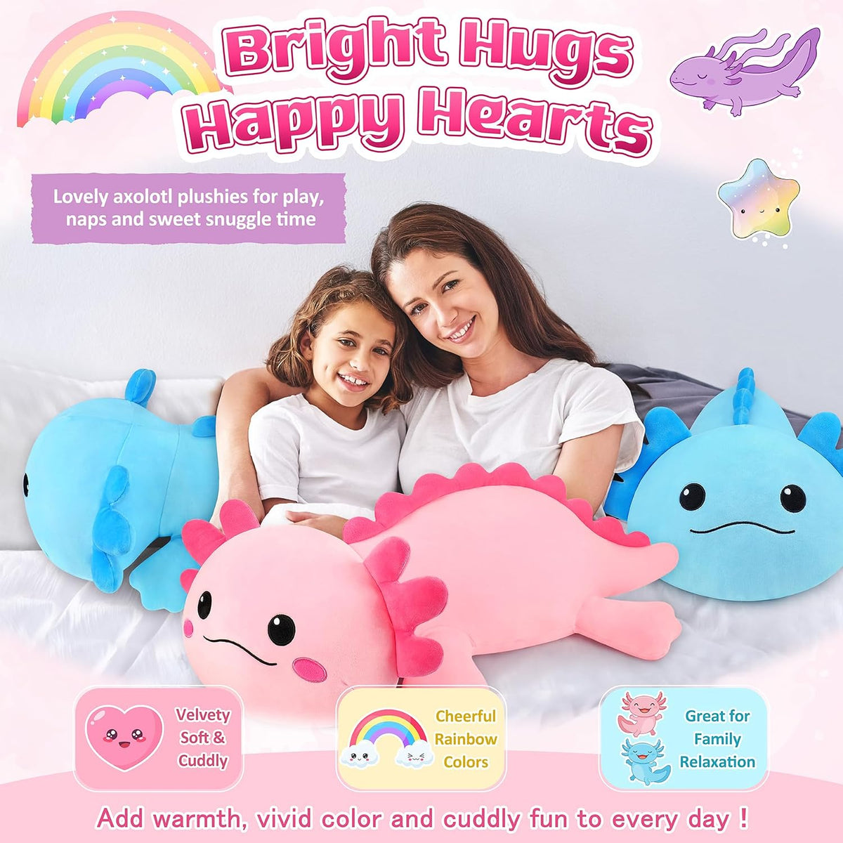 Peluche de ajolote rosa gigante de 30 pulgadas, almohada de peluche...