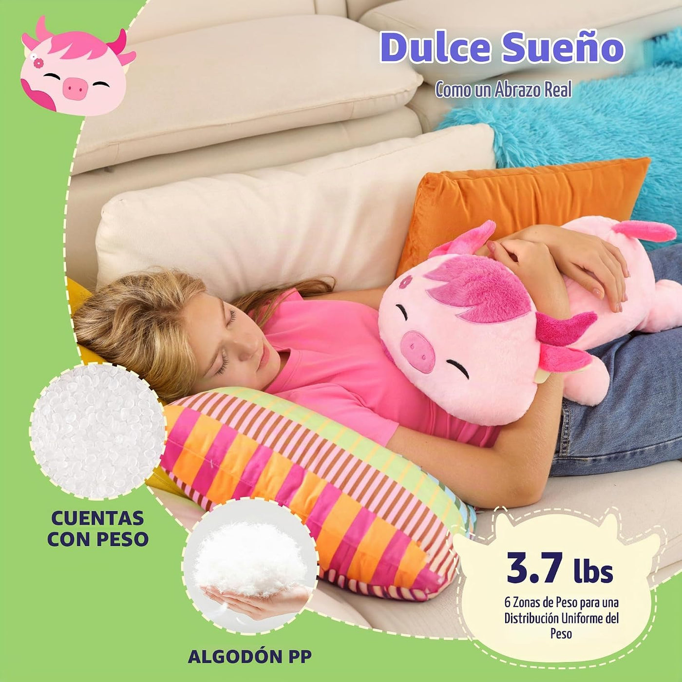 Onsoyours Animales de peluche originales de vaca Sakura con peso y...