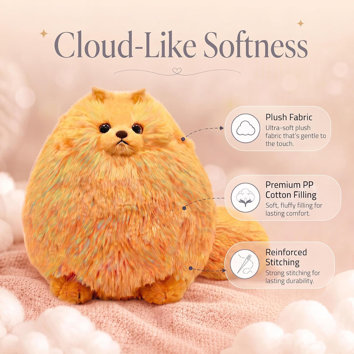 Winsterch - Gato de peluche de peluche, gato de peluche naranja de...