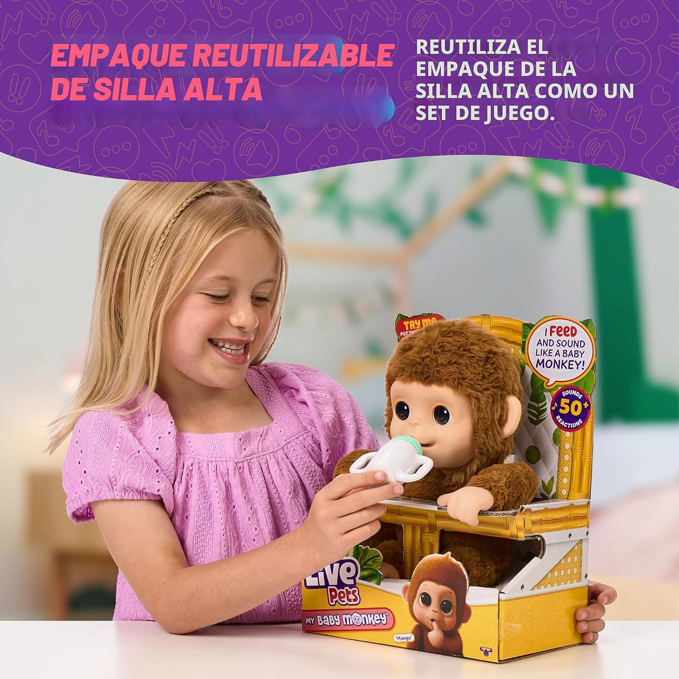 Little Live Pets My Baby Monkey Mango, más de 50 sonidos y reaccion...
