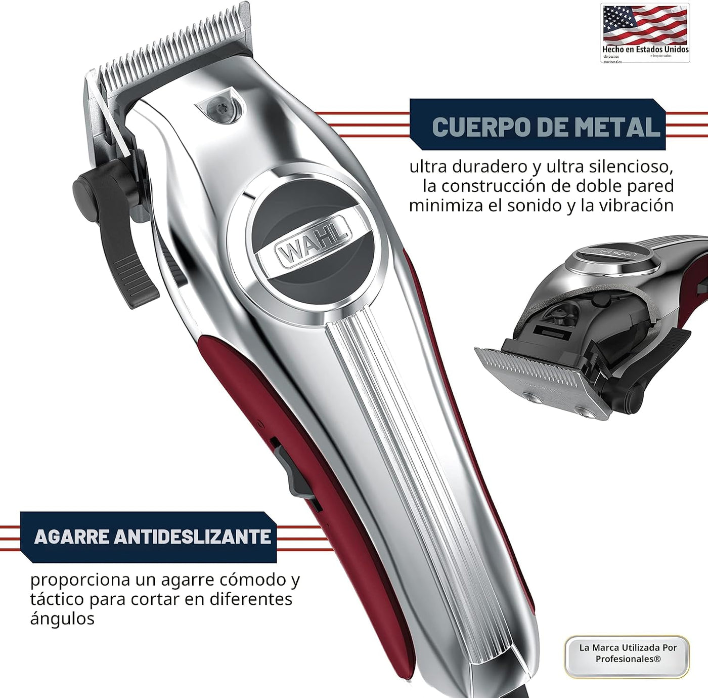 Wahl Cortadora de pelo con cable de torsión ultra silenciosa USA Pr...