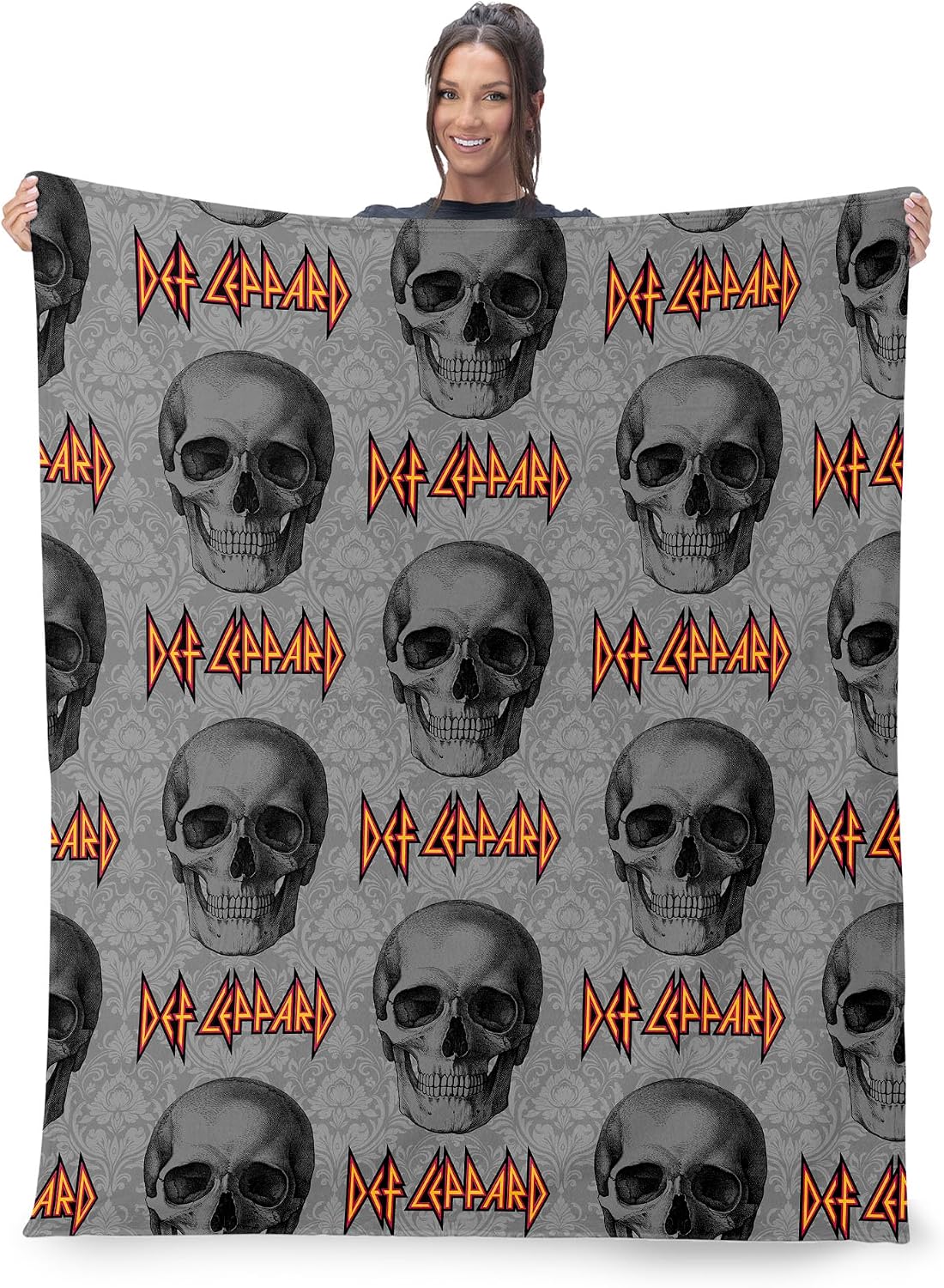 Manta de arrullo de damasco con calavera de Def Leppard de Northwes...