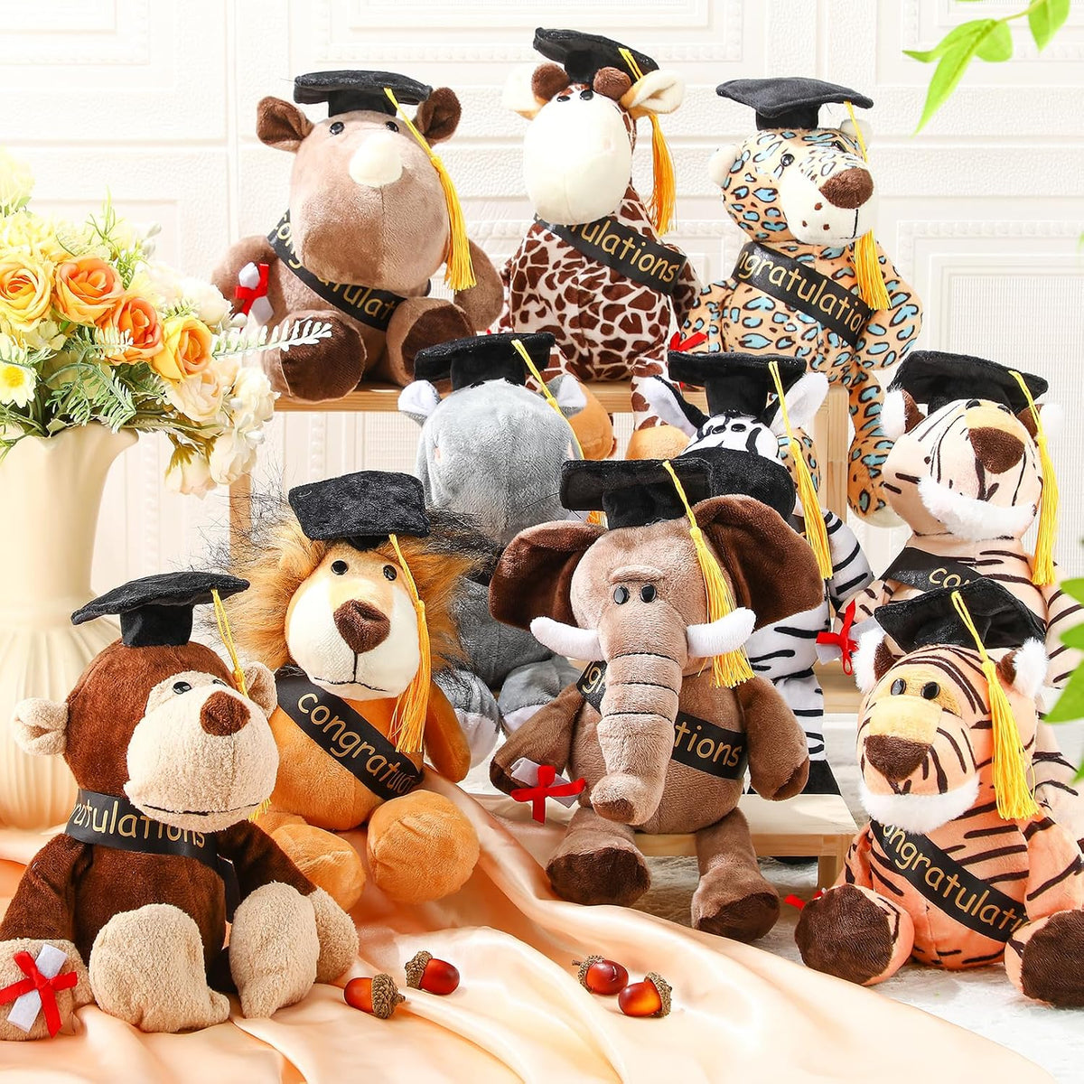 HyDren Juguetes de zoológico de peluche de animales de safari de 9...