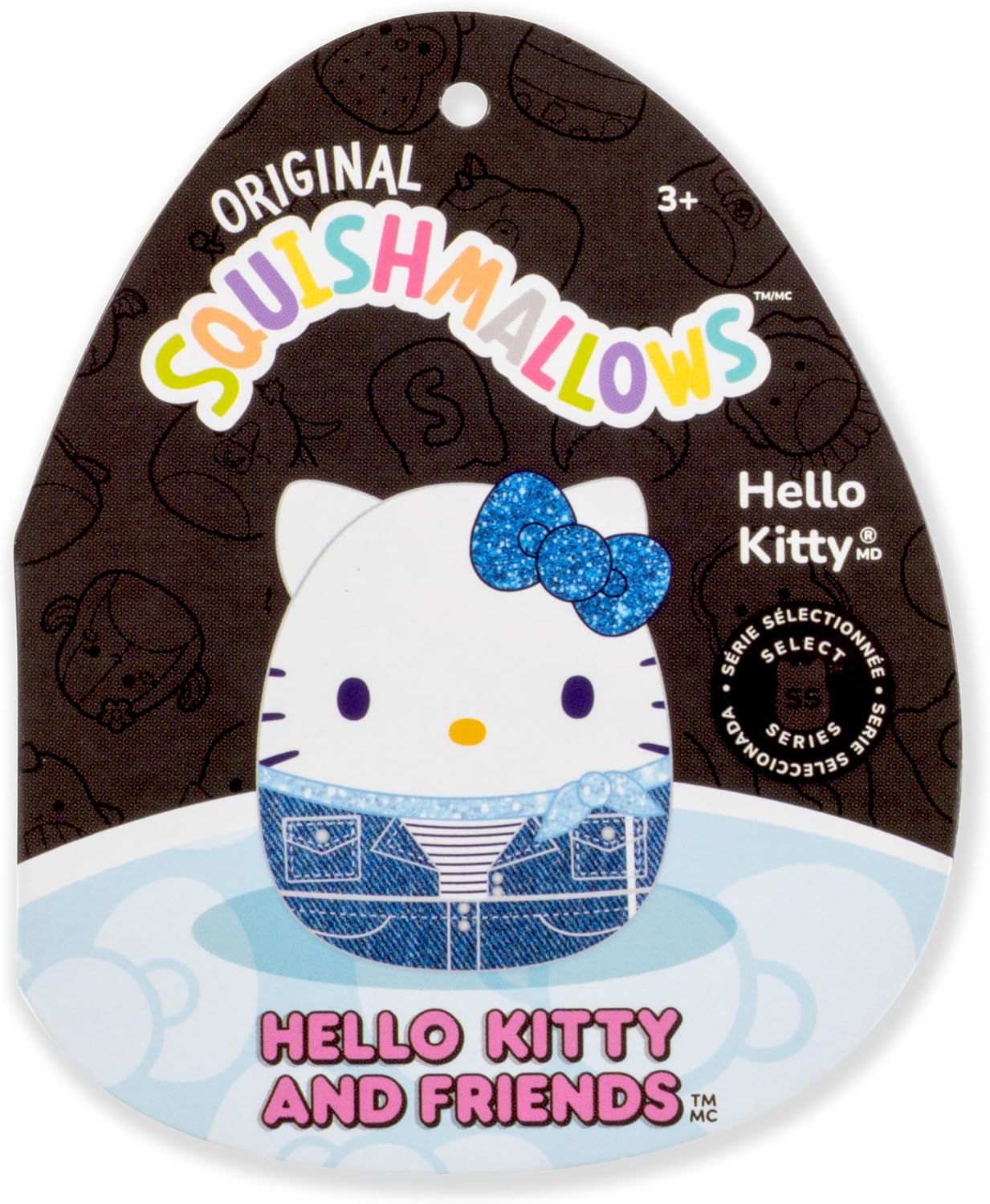 Squishmallows Sanrio - Peluche de Hello Kitty de mezclilla original...
