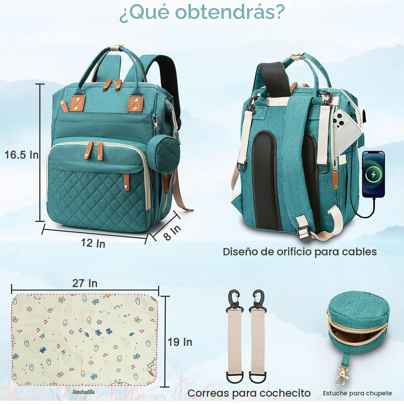 SHITIESHOU Bolsa de pañales mochila para bebé, bolsa de pañales par...
