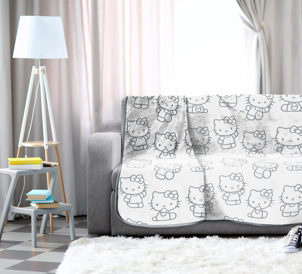 Manta de felpa de gatitos blancos de Hello Kitty, mide 60 x 90 pulg...