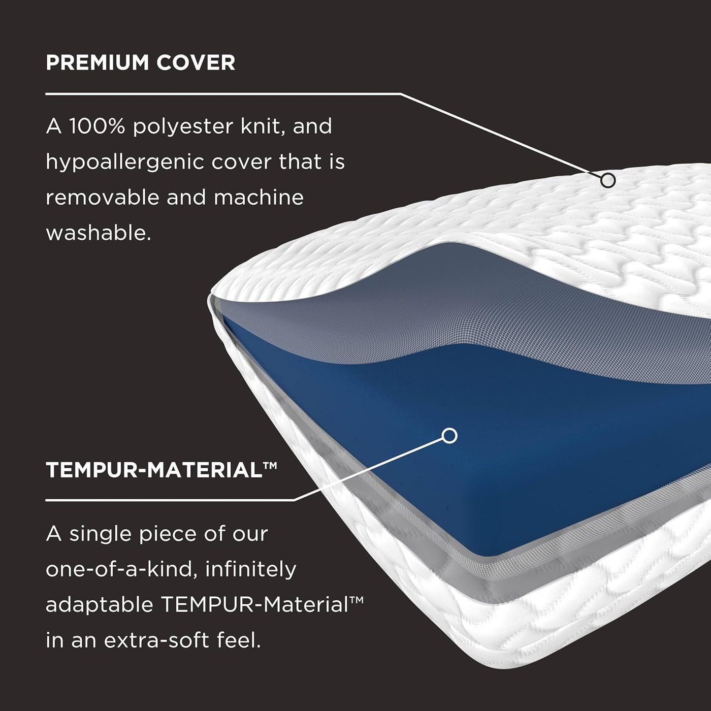 Tempur-Pedic TEMPUR-Cloud Almohada para dormir, estándar, color blanco