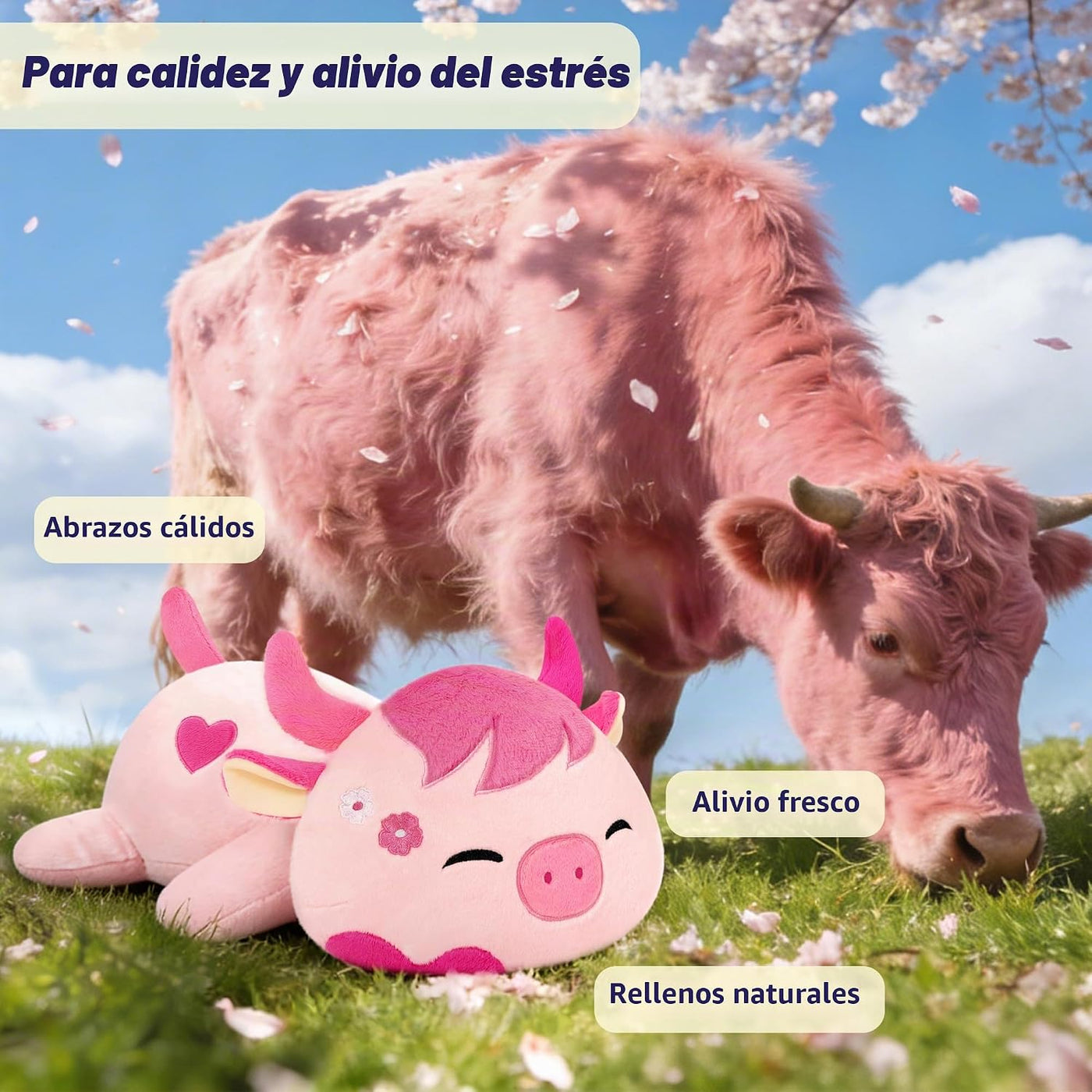 Onsoyours Animales de peluche originales de vaca Sakura con peso y...