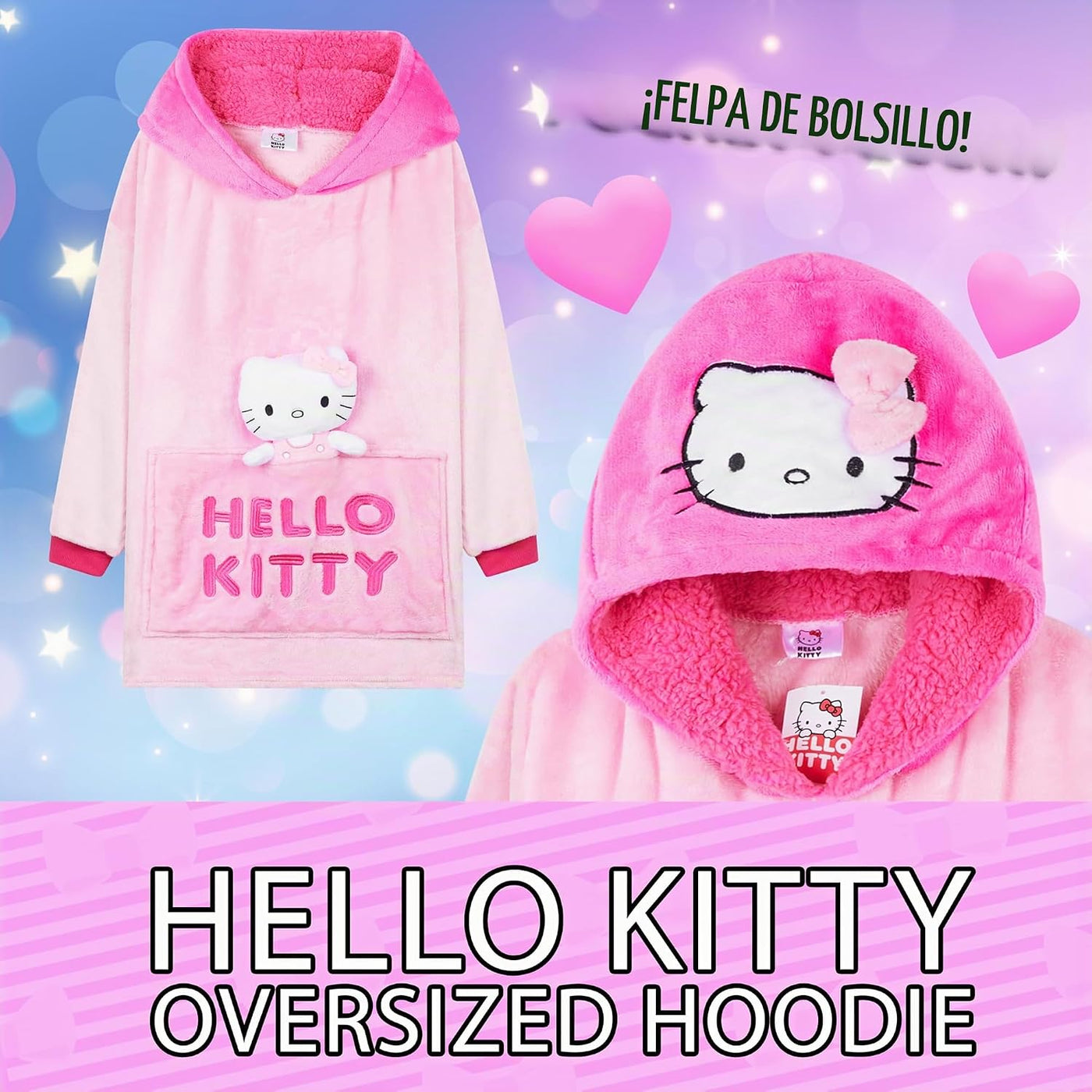 Hello Kitty (Sanrio) Bata de Capucha para Niñas y Adolescentes, Man...