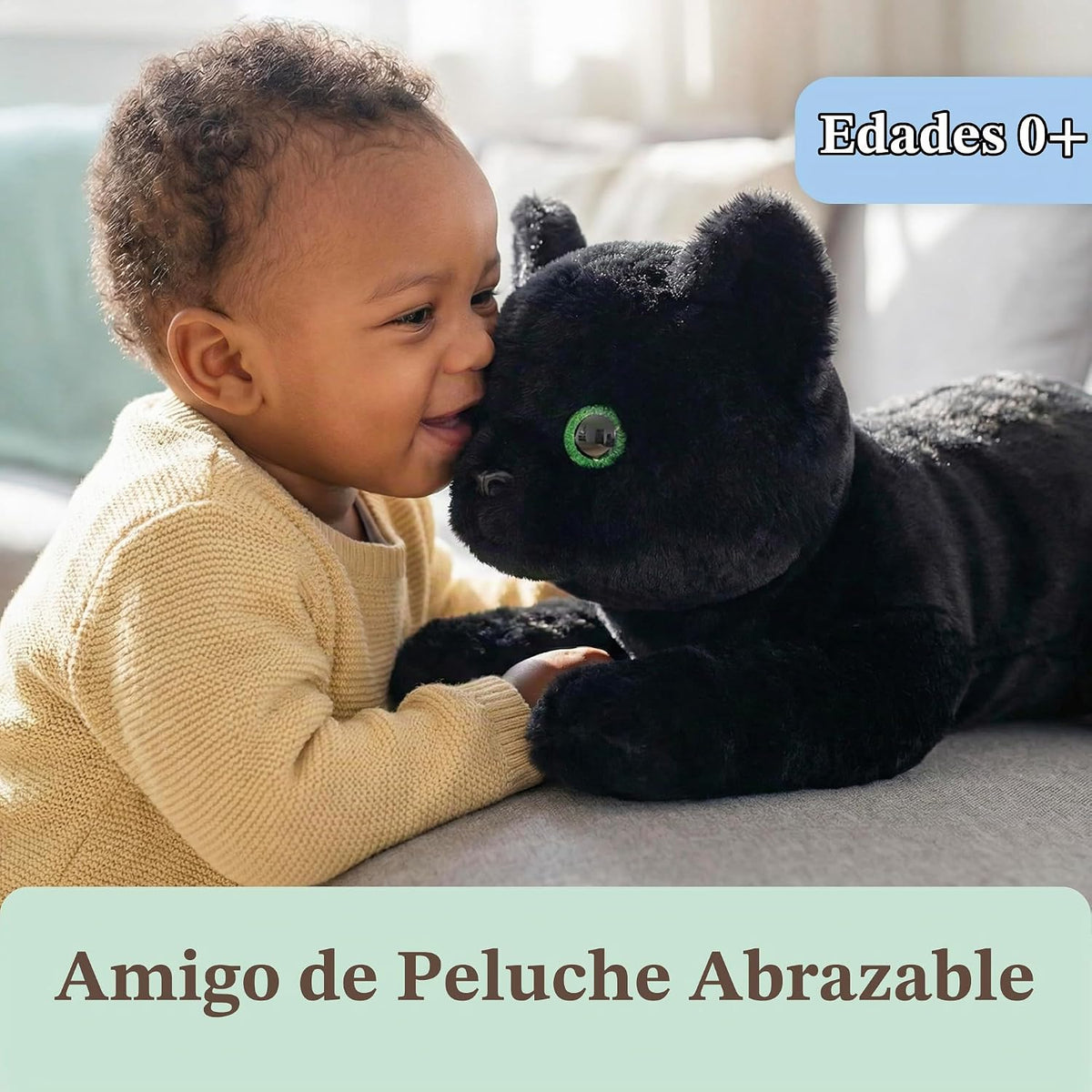IKASA Peluche de gato negro grande, juguetes suaves grandes y grand...