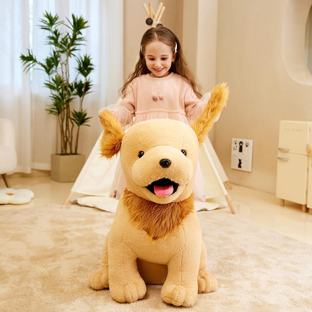 IKASA Juguete de peluche de perro Golden Retriever gigante, cachorr...