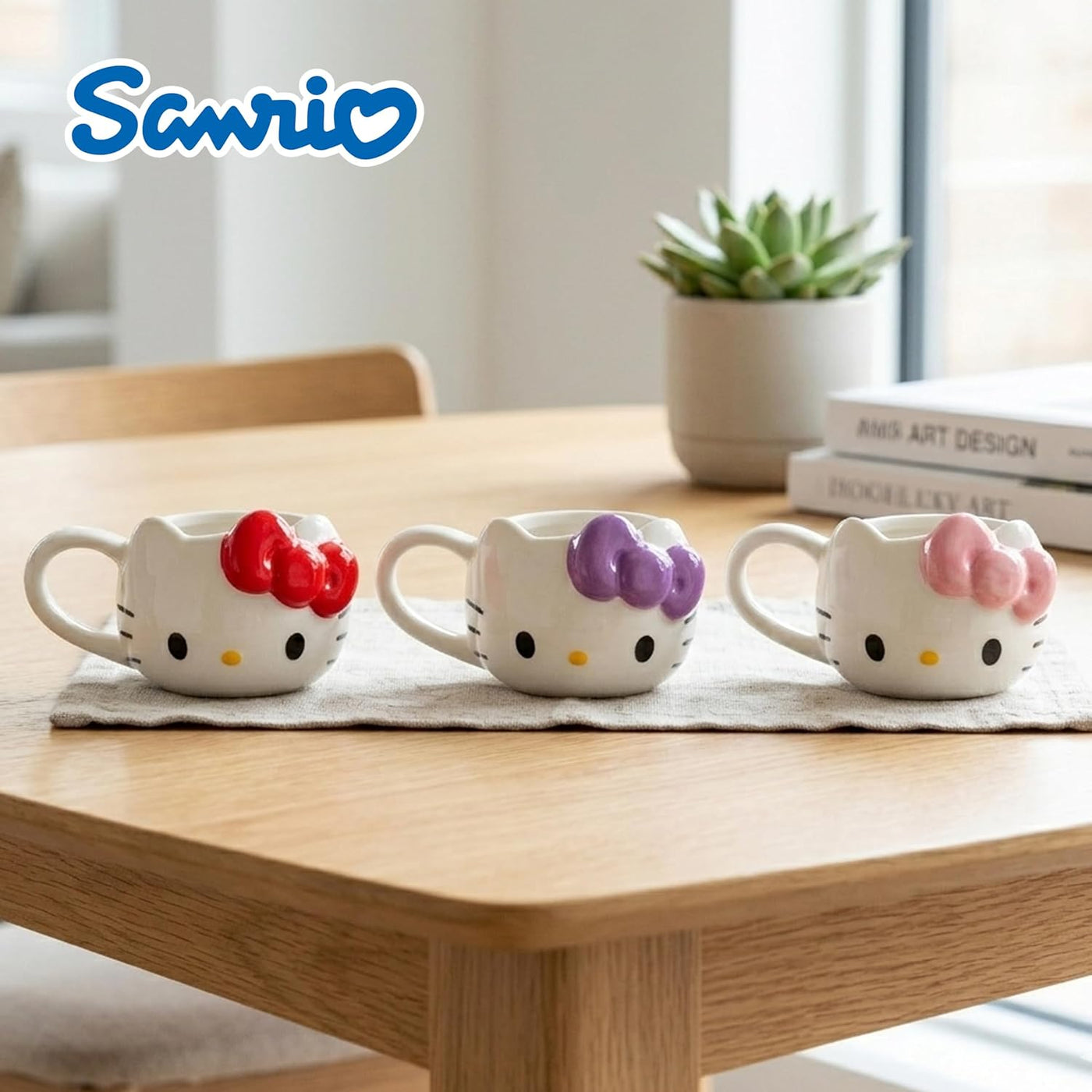 Silver Buffalo Sanrio Hello Kitty Conjunto de 3 tazas de cerámica e...