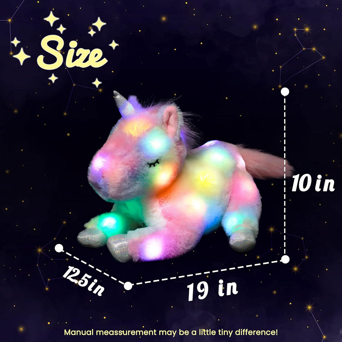 Hopearl Unicornio de peluche LED con iluminación, mamá unicornio co...