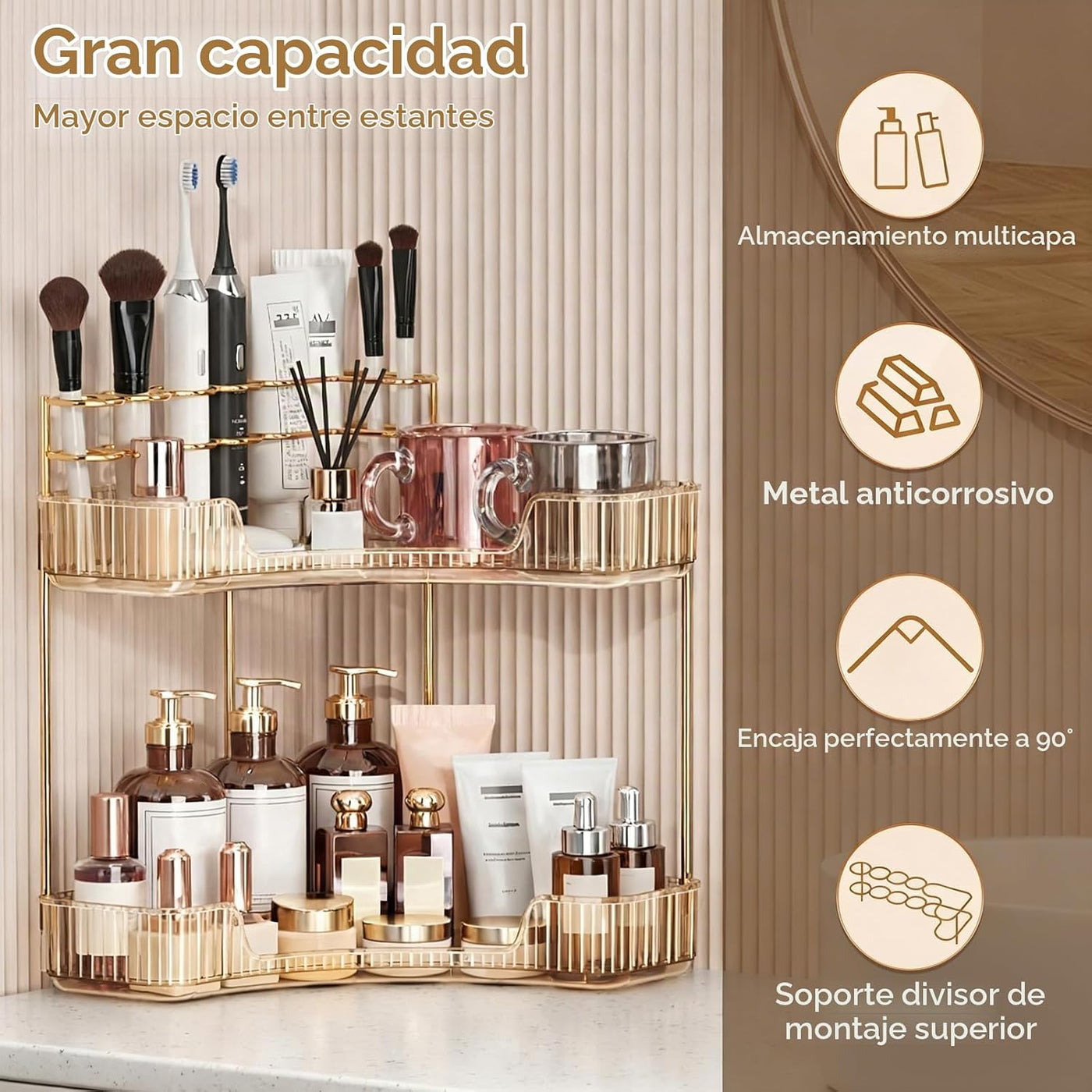 BEFSOP Organizador de esquina para mostrador de baño, organizador d...