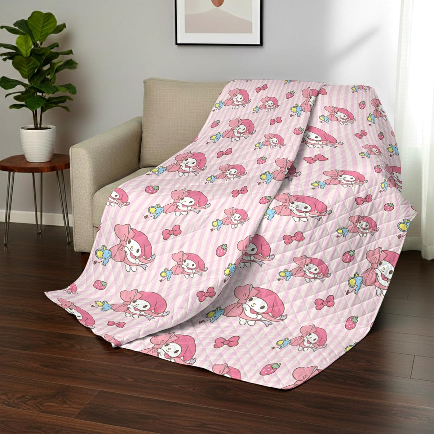 Northwest Sanrio My Melody - Manta acolchada a rayas, cómoda manta...