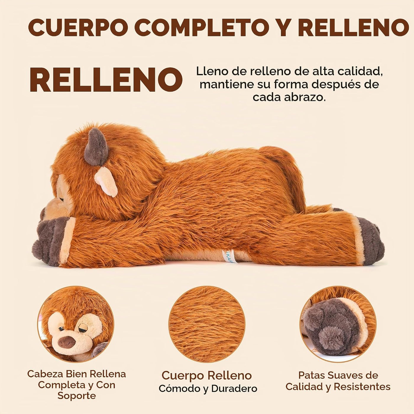 IKASA - Animal de peluche gigante de vaca de las Tierras Altas esco...