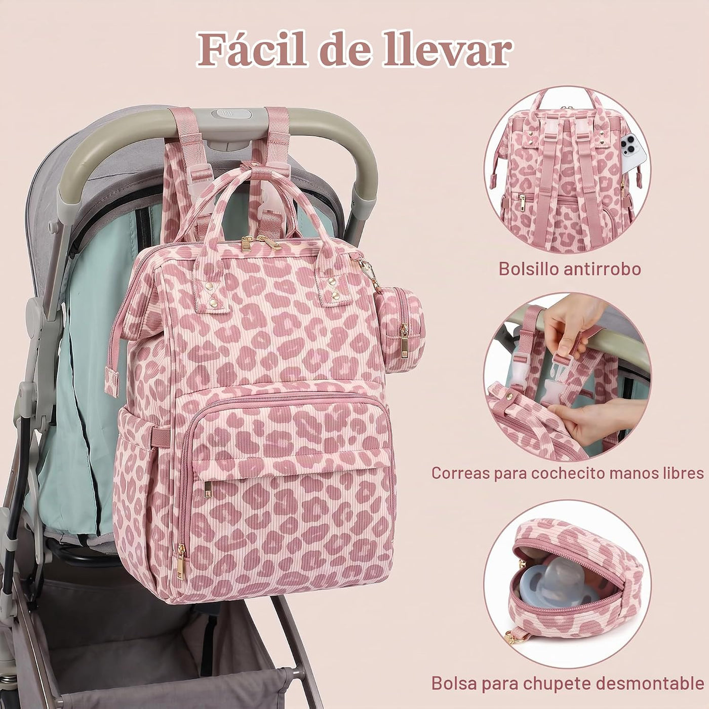 Lrenagao Mochila para pañales de bebé para mamá y papá, bolsa de pa...