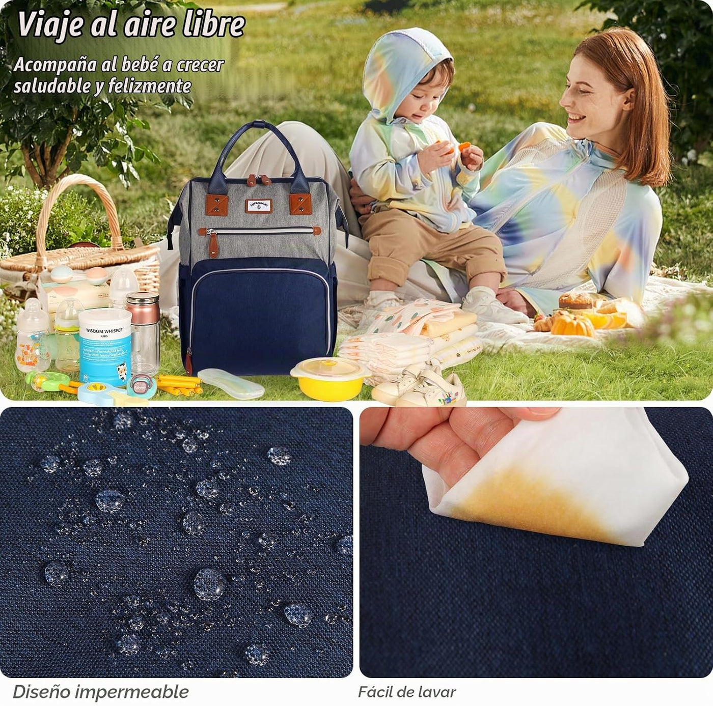 SUPROMOMI Mochila para pañales: bolsa de bebé para niño y niña, bol...