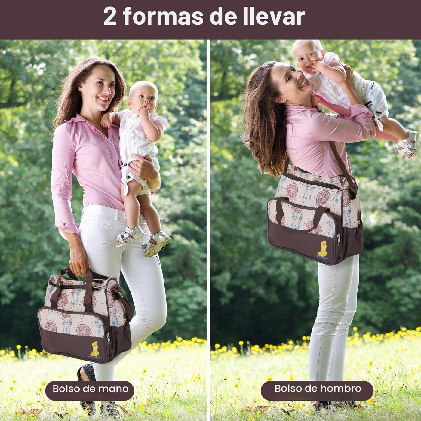 Moclever Juego de 5 bolsas de pañales - Bolsas de bebé para mamá, Café