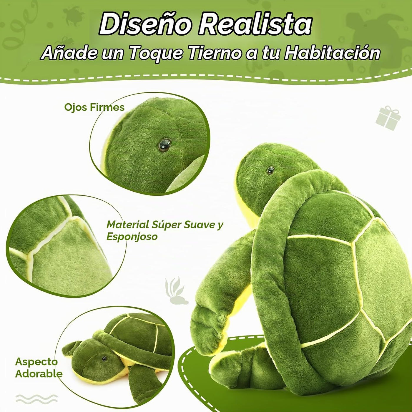 MorisMos Animal de peluche de tortuga gigante de 33 pulgadas, tortu...