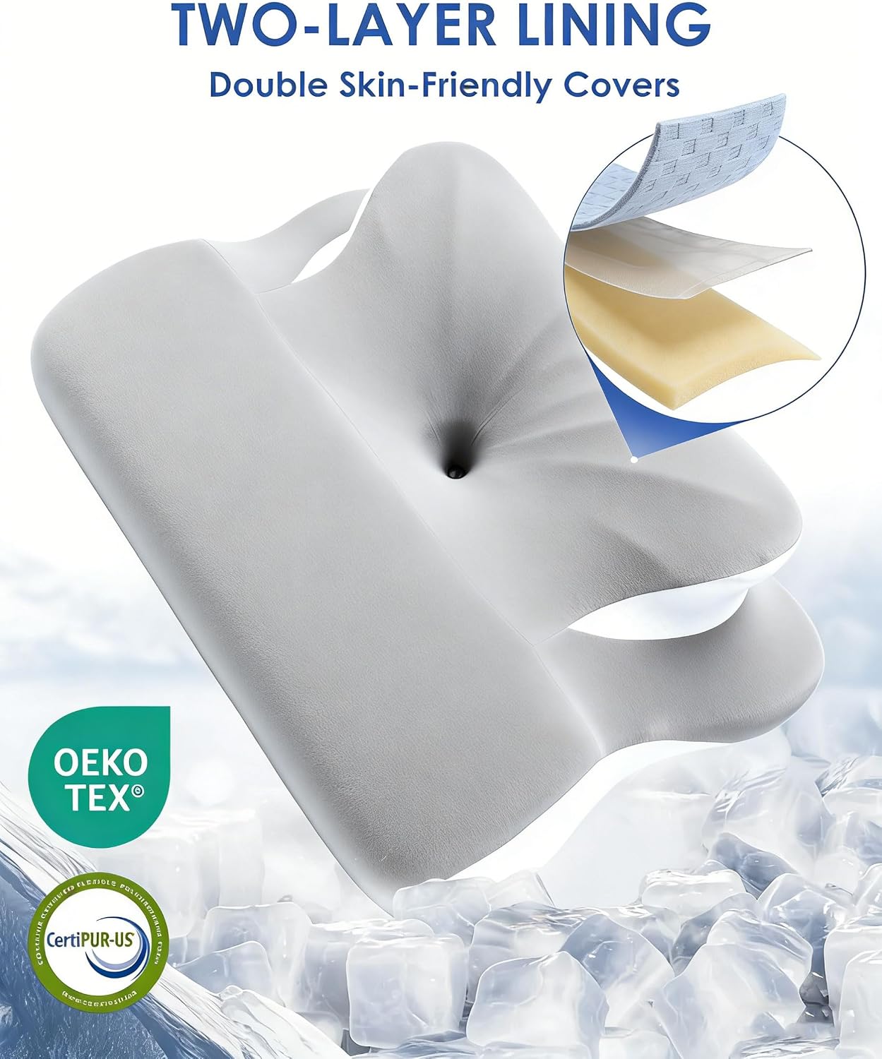 Almohada cervical ergonómica, doble cara cuello y hombro, alivio de...
