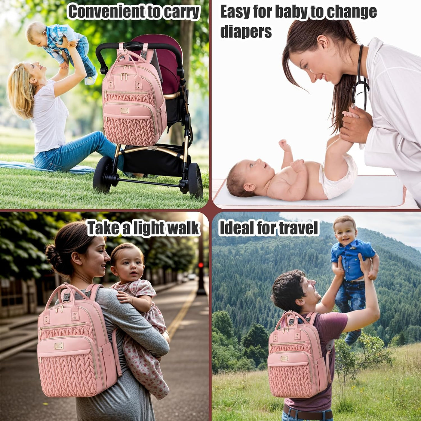Tealari Mochila para pañales, elegante bolsa de pañales para bebé,...