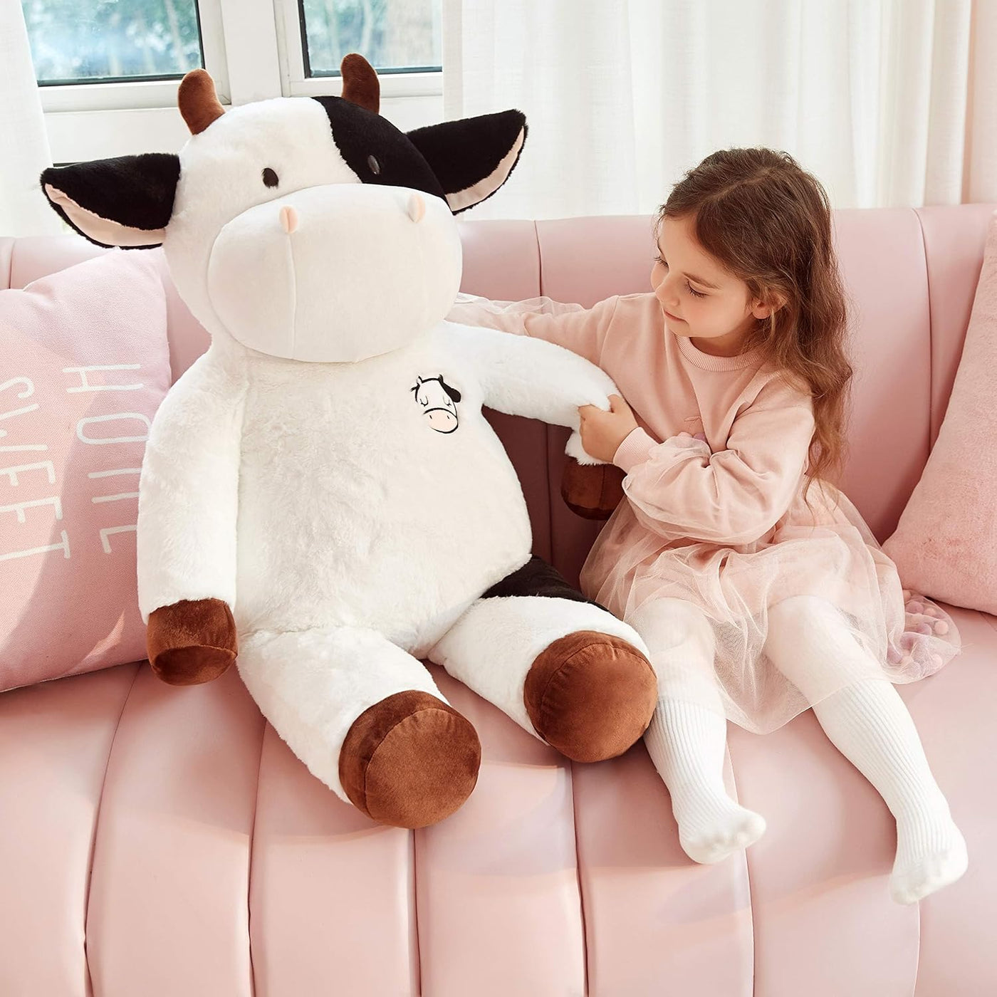 IKASA Peluche de vaca gigante de 30 pulgadas, súper suave, sin crem...