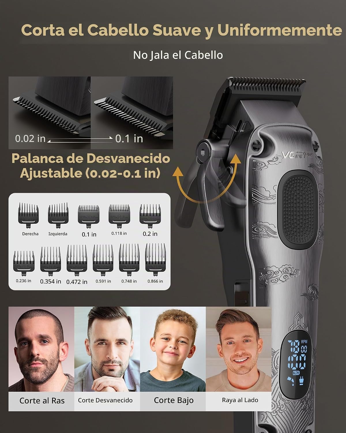 VGRPRO Cortapelos para hombres, recortadora de barba, afeitadora de...
