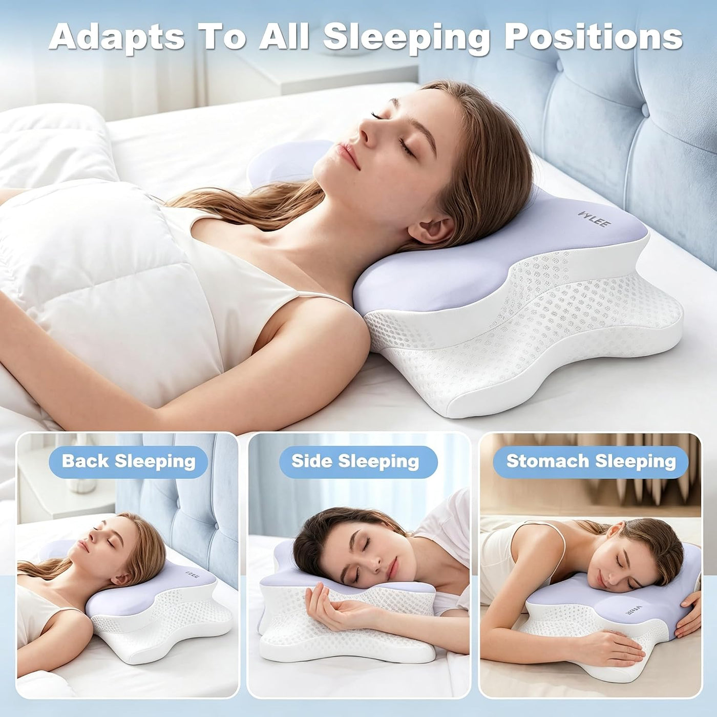 VYLEE Almohada cervical para el cuello, almohada de contorno de esp...