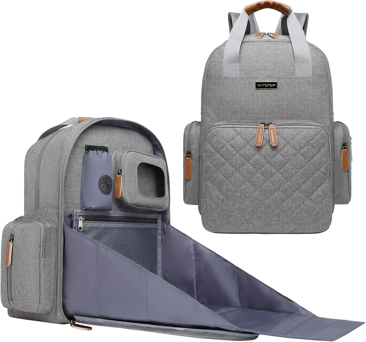WITSTEP Mochila para pañales con cambiador, organizador de bolsas d...
