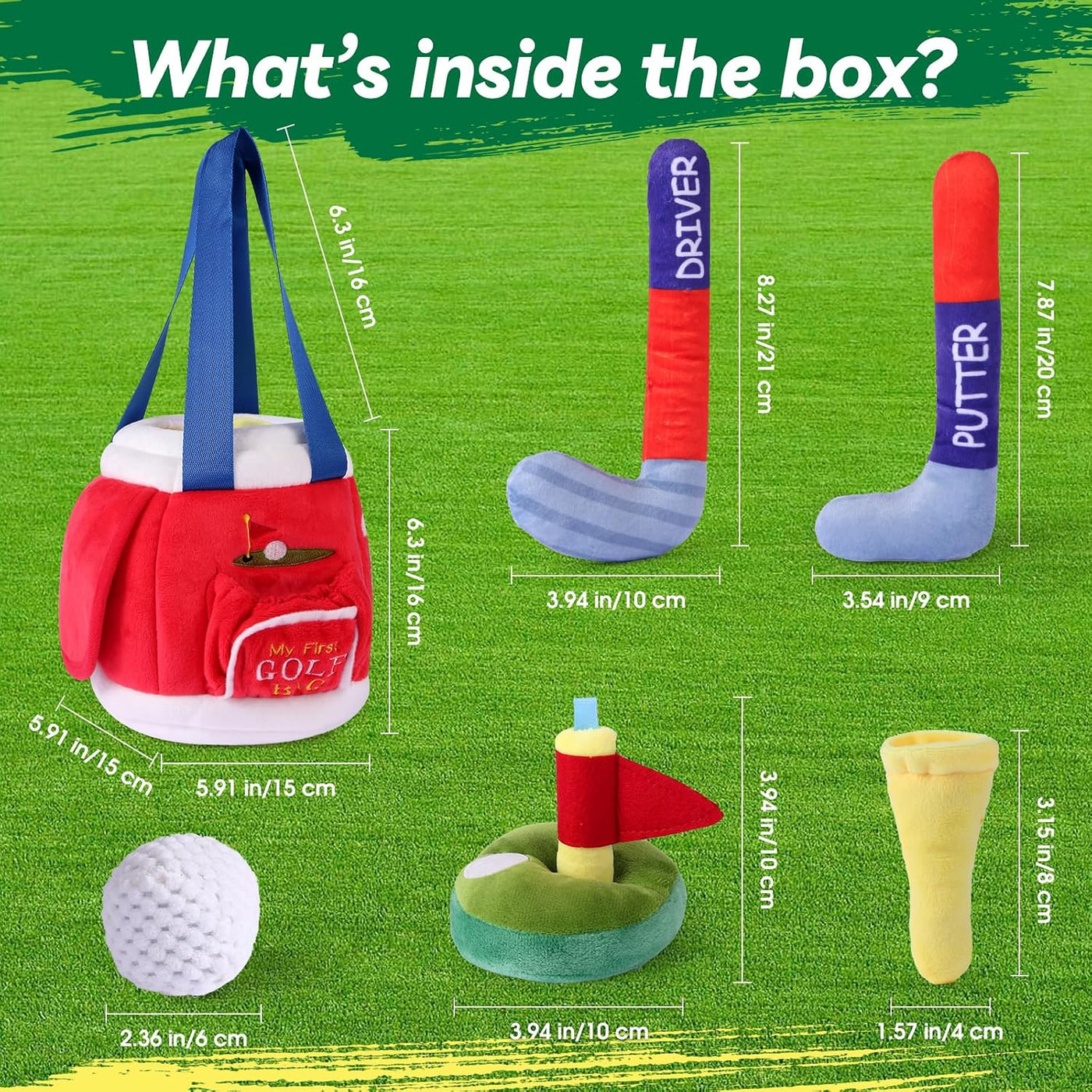 FIIOEOY My First Baby Golf Bag Plush Set, 7 piezas de juguete de go...
