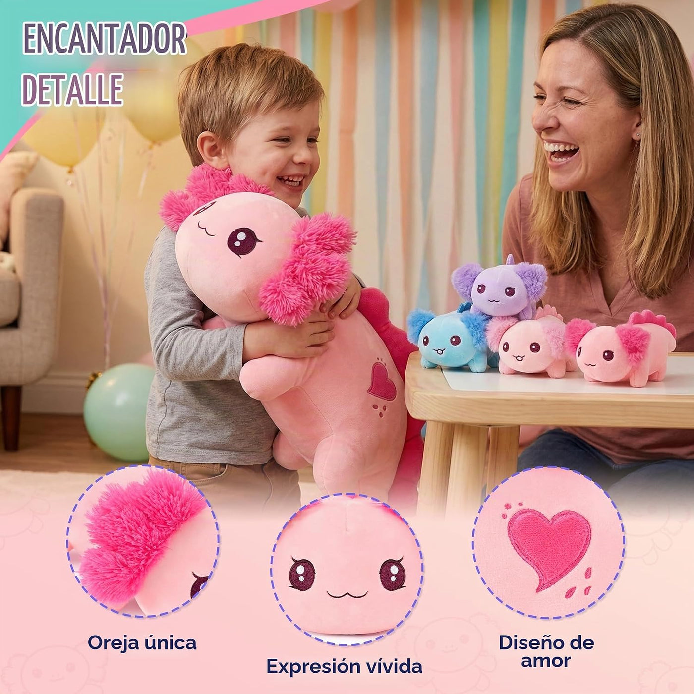 Onsoyours Animales de peluche originales de ajolote con bebés en el...
