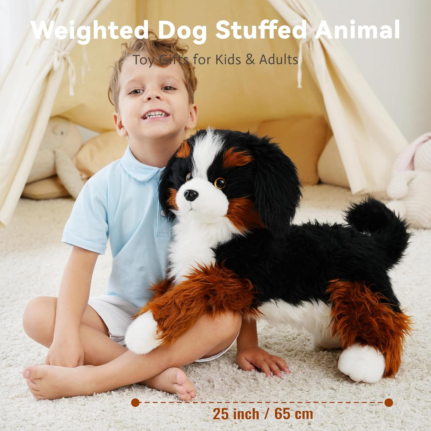 AmyToo Animal de peluche con peso, cachorro de peluche suave, perro...