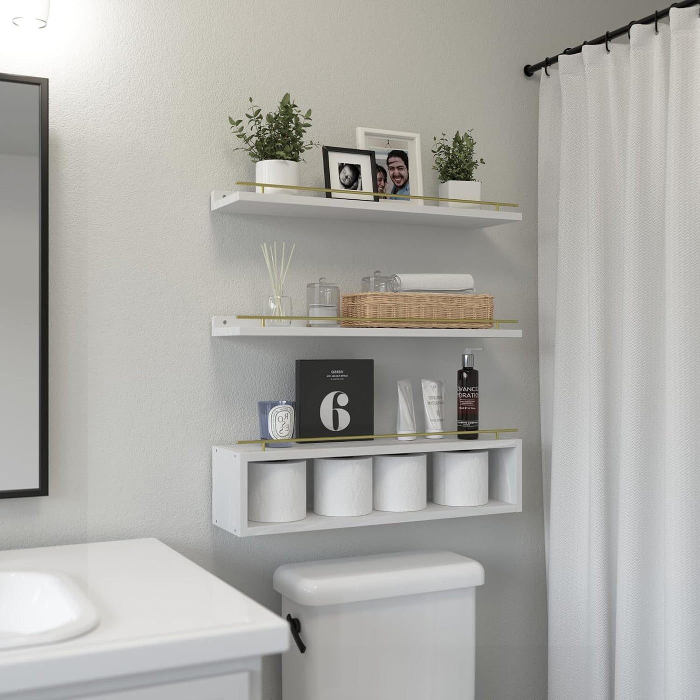 WOPITUES Estantes flotantes para pared de 24 pulgadas con estante d...