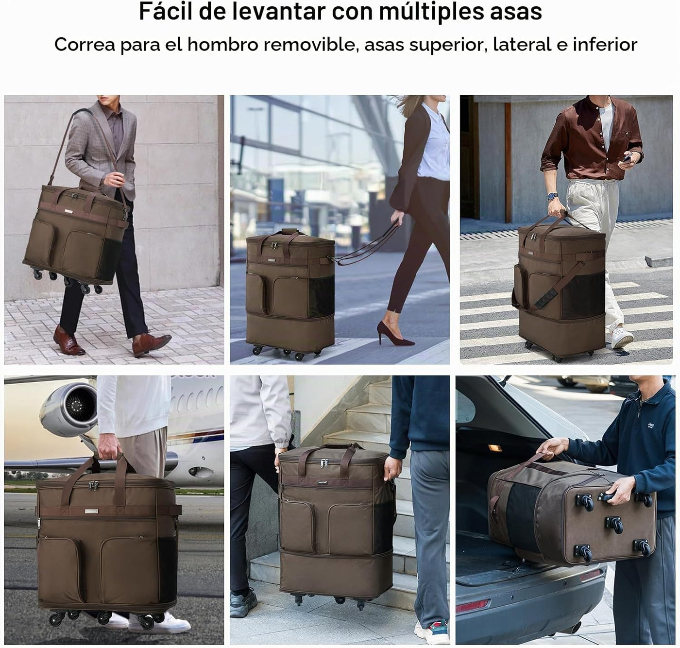 Maletas Hanke con ruedas, bolsa de equipaje plegable y expandible,...