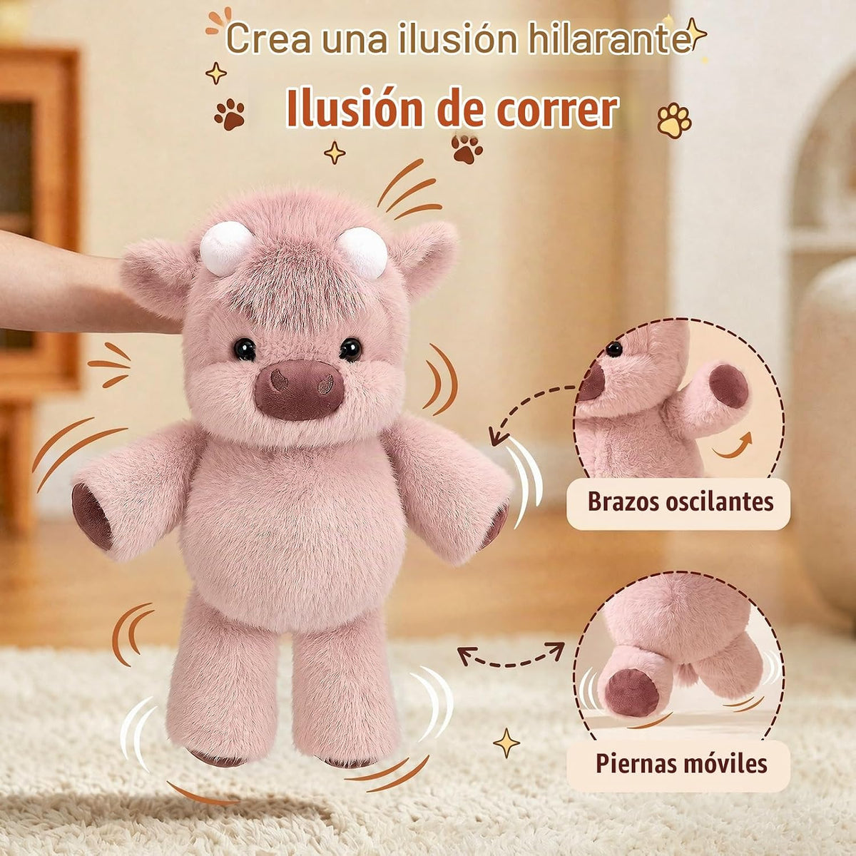 Peluches para correr, animal de peluche de vaca de las tierras alta...