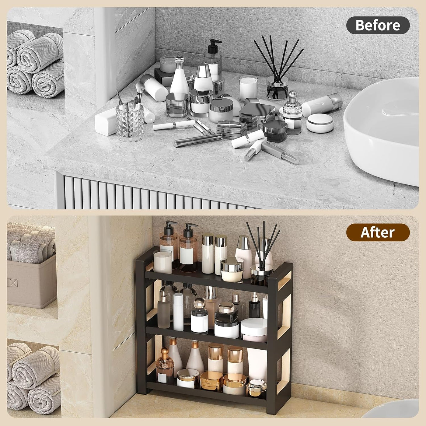 Cozynome Organizador de encimera de baño de 3 niveles, estante de b...