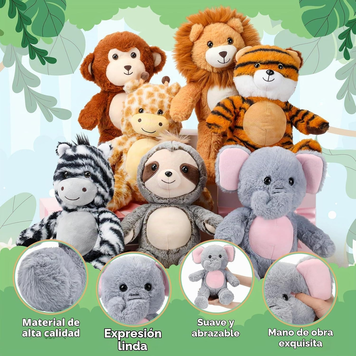 Civaner 7 piezas de animales de peluche a granel de 12.5 pulgadas,...