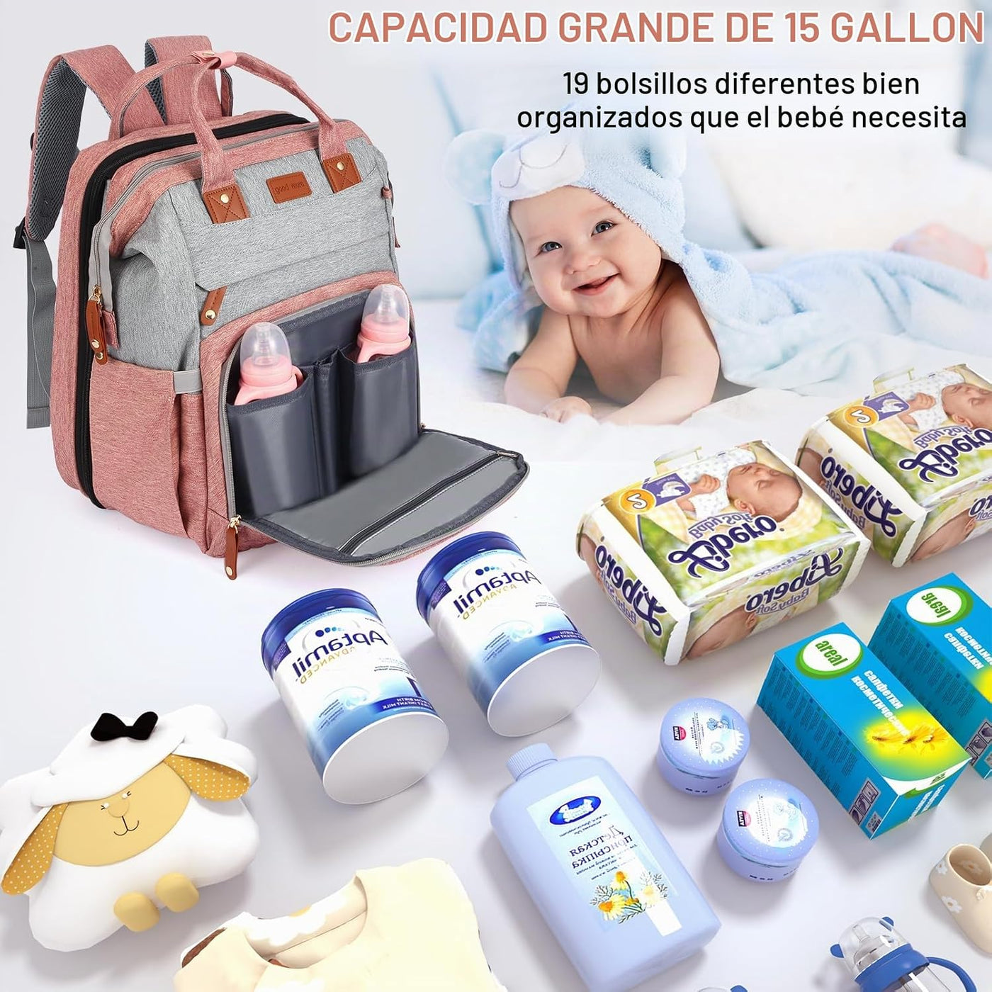 Mochila de Pañales, Mochila de Pañales para Bebé, Gran Capacidad Mu...