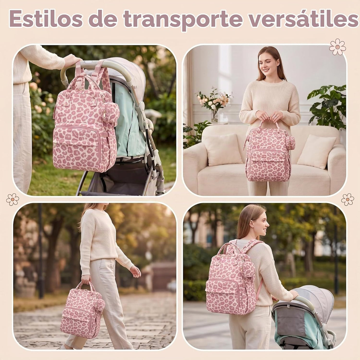Lrenagao Mochila para pañales de bebé para mamá y papá, bolsa de pa...