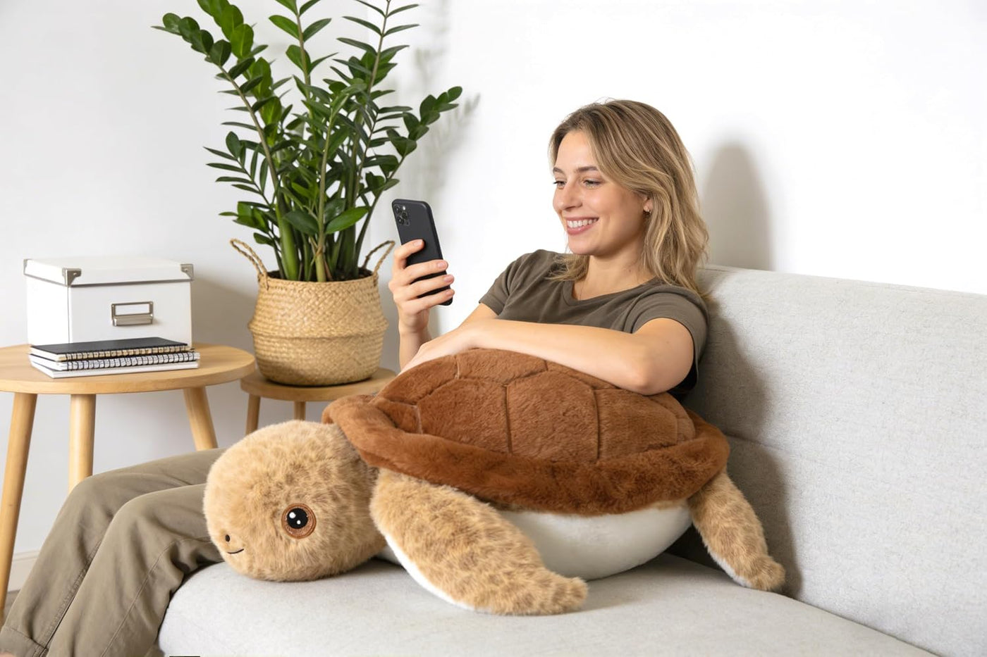 IKASA Juguete de peluche de tortuga marina gigante, juguetes suaves...