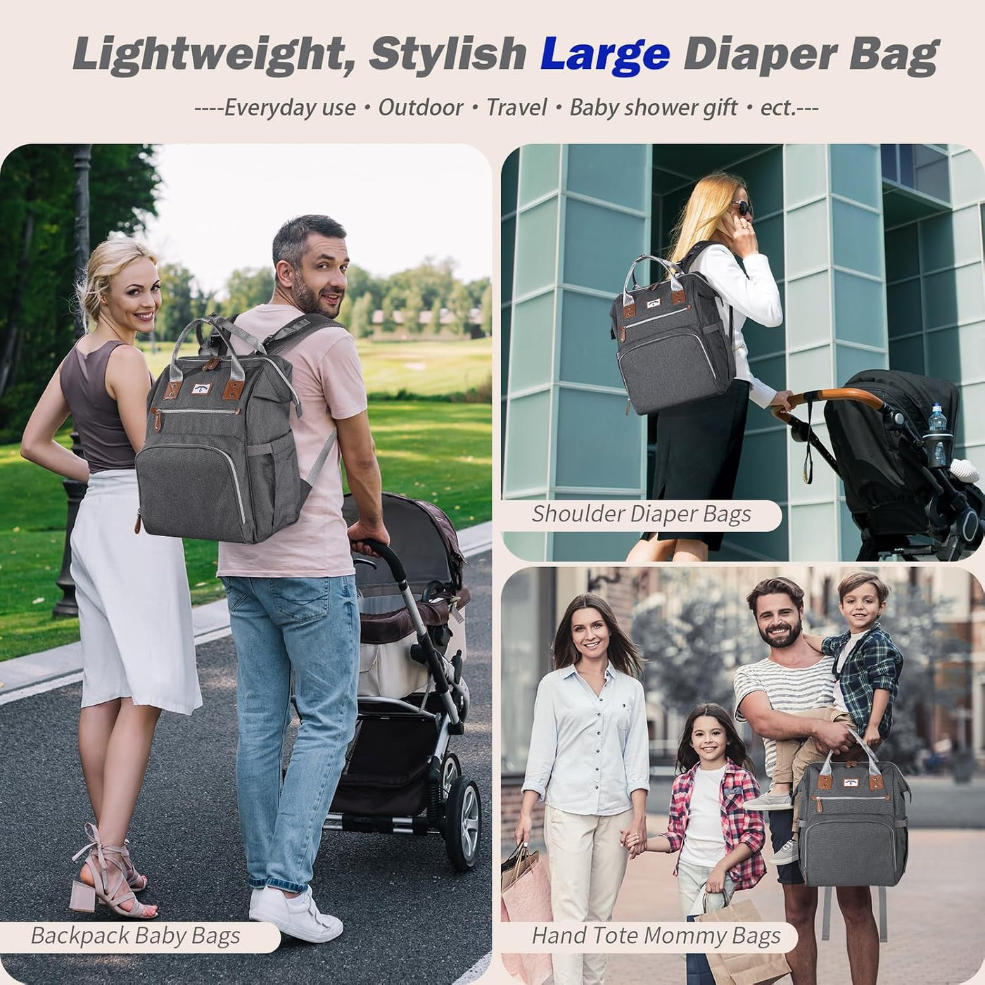 SUPROMOMI Mochila para Pañales: Bolsa de Bebé Tote Grande para Niño...