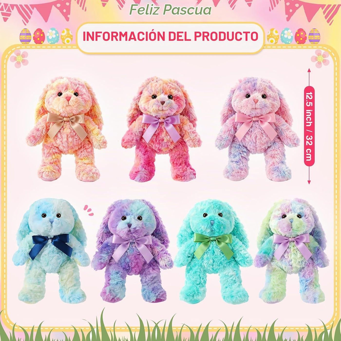 Civaner 7 piezas de animales de peluche de conejo a granel, 12.5 pu...