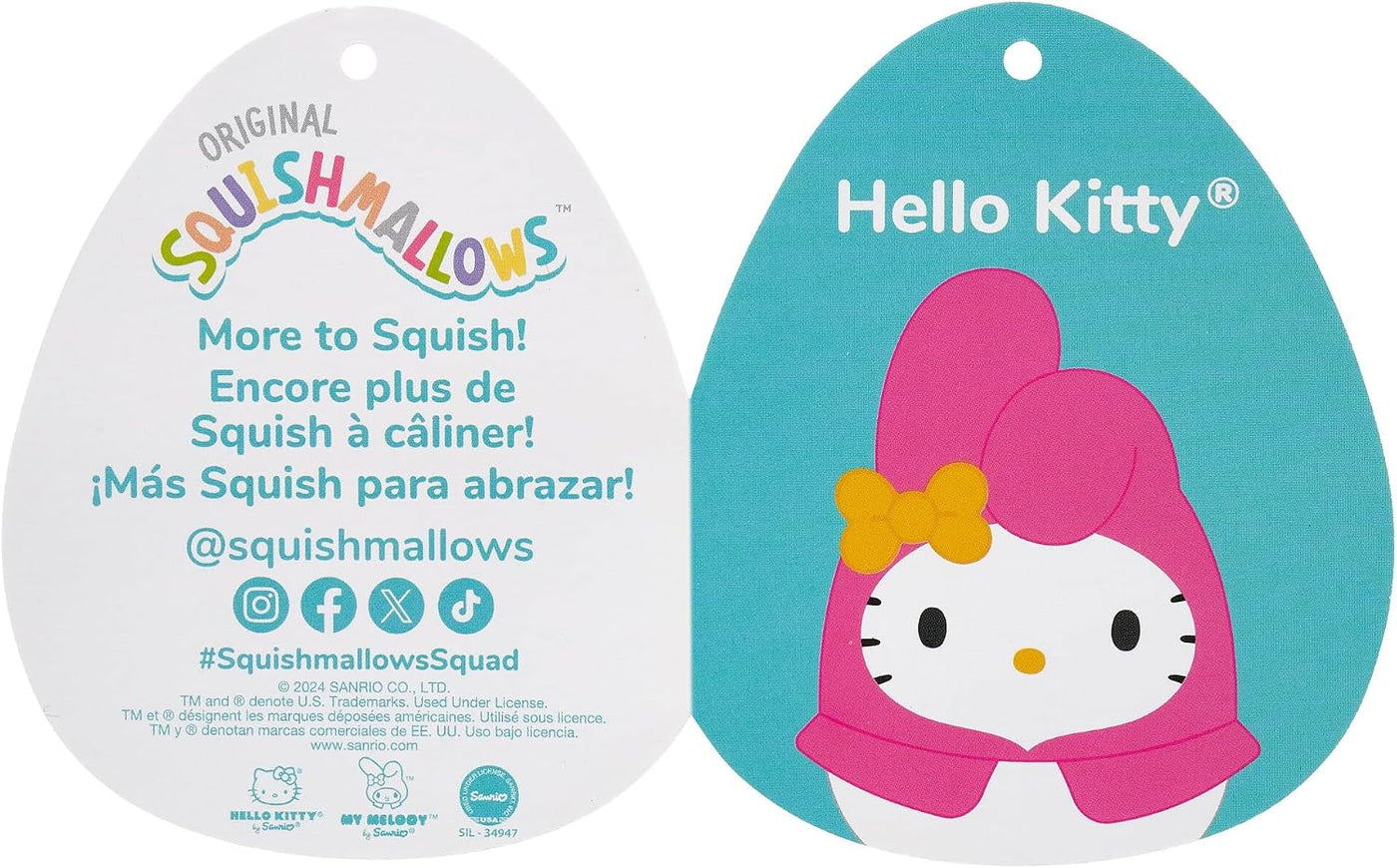 Squishmallows Original Sanrio Hello Kitty de 14 pulgadas con sudade...
