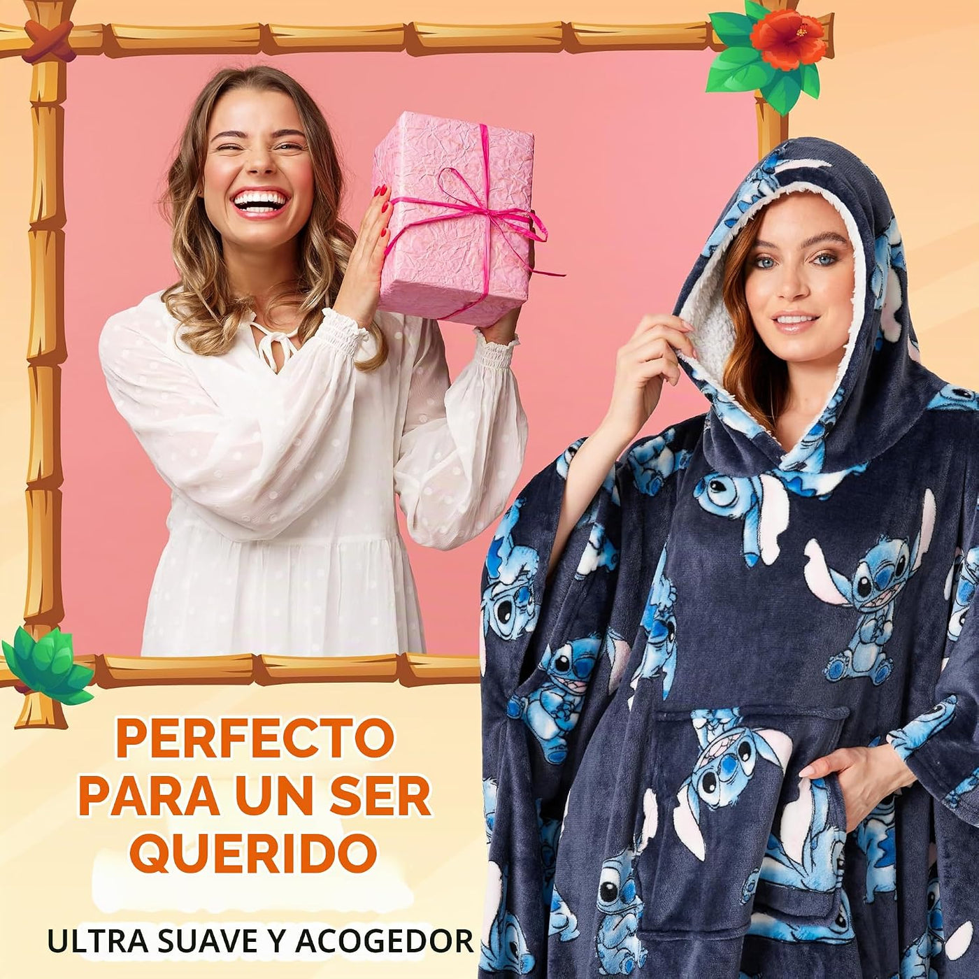 Disney Manta con Capucha de Stitch para Mujeres y Adolescentes - Po...