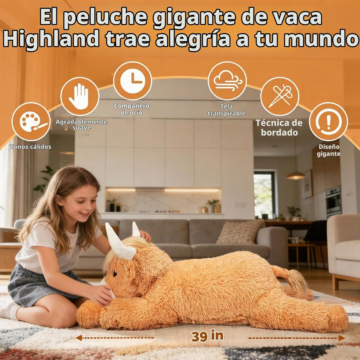 Ksidzas Peluche de vaca gigante de las tierras altas de 39 pulgadas...